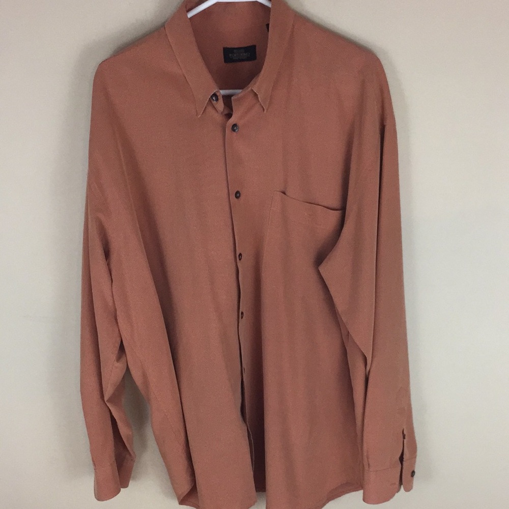 Rosario Portofino Button Up Orange Checked Shirt Size XL